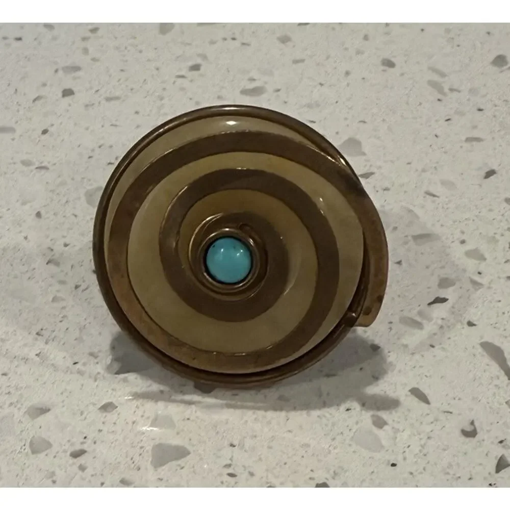 Vintage Jan Michael SF Resin Statement Ring Adjustable Copper